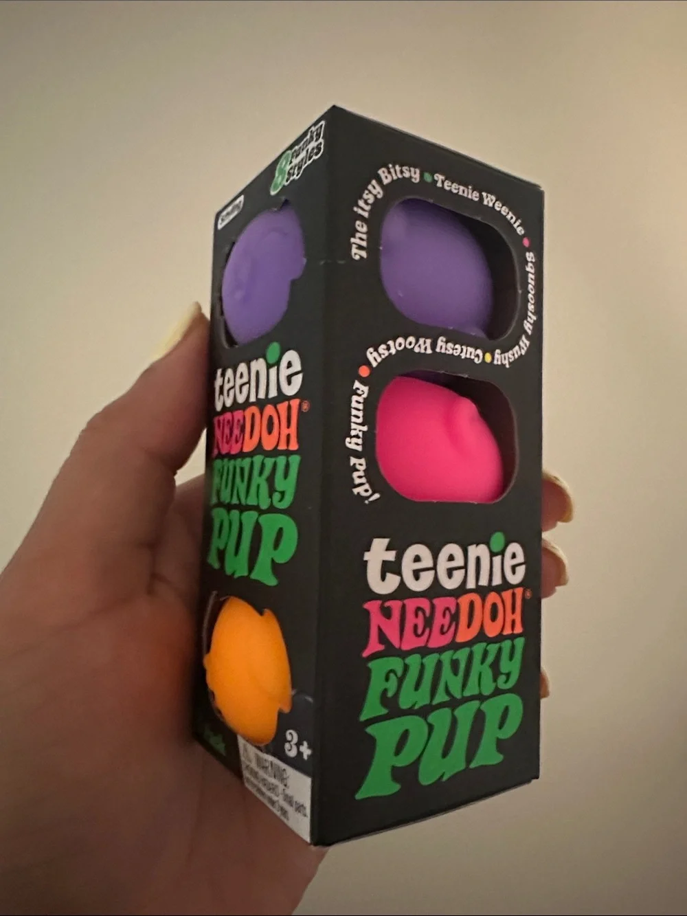 NeeDoh Teenie Funky Pups and Purple Glitter and Glow Cube Bundle